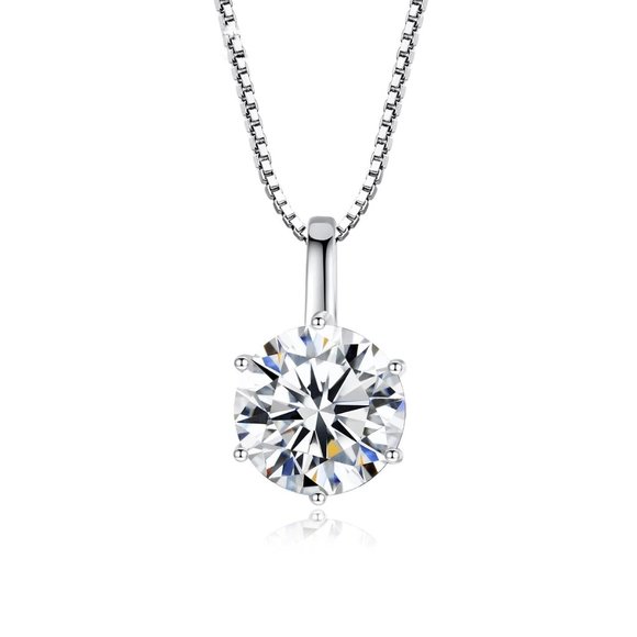 Certified 1ct. t.w. Diamond Round Necklace 18k White Gold over Italy Silver - Picture 3 of 15
